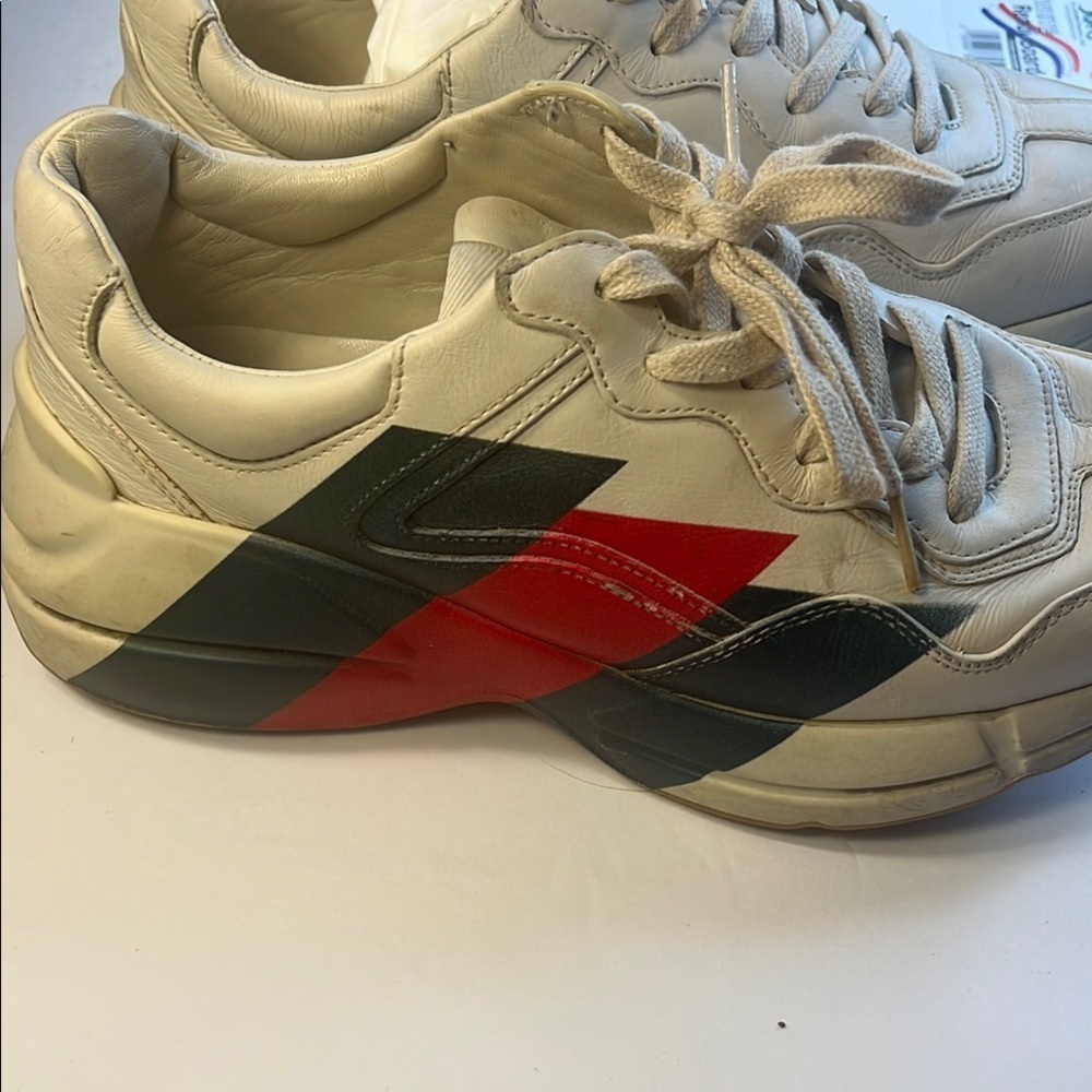 Gucci Cream and Red Rhyton Sneakers men size 6, fits women size 10 - Picture 11 of 12